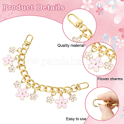 Cadenas decorativas para bolsos con dije de flor de esmalte rosa de aleación&nbsp;FIND-YWC0005-08