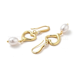 Cuore con orecchini pendenti in abs imitazione perla&nbsp;EJEW-F288-22G