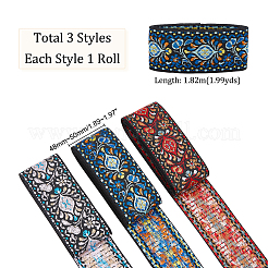 5.46m 3 styles de rubans de broderie en polyester de style ethnique&nbsp;SRIB-WR0001-03