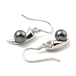 925 orecchini pendenti a bottone in argento sterling rodiato con pepe&nbsp;EJEW-Z024-02B-P