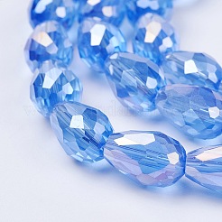 Chapelets de perles en verre électroplaqué&nbsp;LS-EGLA-D015-15x10mm-10