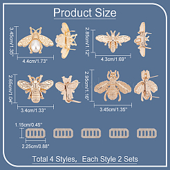 8 Satz 4 Stil Bienenmotiv Zinklegierung Tasche dekorative Verschlüsse&nbsp;PURS-WR0001-20
