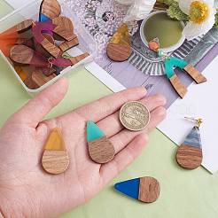 16pcs 8 estilos de resina transparente y colgantes de madera de nogal&nbsp;RESI-SZ0001-82