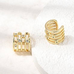 Messing Micro Pave klare Zirkonia Manschette Ohrringe&nbsp;EJEW-C186-15G