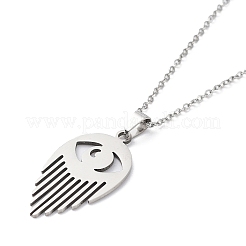Collana pendente a forma di occhio in acciaio inossidabile 201 anti-ossidazione con catene a cavo&nbsp;NJEW-Q317-01P