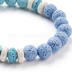 Natürliche Lava Rock Perlen Stretch Charm Armbänder&nbsp;BJEW-E376-01