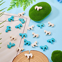 20 pièce de perles de cheval synthétiques teintées en turquoise&nbsp;G-TA0003-18B