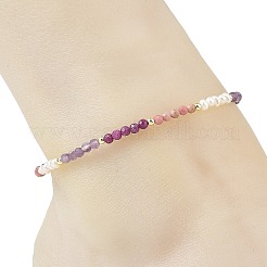 Cavigliere con pietre naturali miste sfaccettate a gradiente e perle naturali a forma di patata.&nbsp;AJEW-AN00873-02