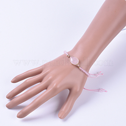 Bracelets réglables en quartz tressé de quartz rose naturel&nbsp;BJEW-JB04559-04