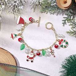 Weihnachtsmotiv-Charm-Armbänder aus Emaille für Damen&nbsp;BJEW-JB11111