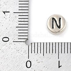 925 perle ronde plate en argent sterling avec lettres&nbsp;STER-G044-01AS-N