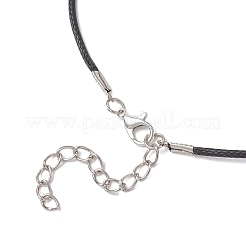 Halsketten aus gewachster Kordel mit schwarzem Glas-Kaninchenanhänger für Damen&nbsp;NJEW-JN05540
