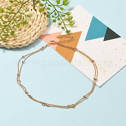 Cadenas de bordillo de latón collares de doble capa&nbsp;NJEW-JN03122