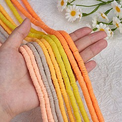 10 Strang 5 Farben flache runde handgemachte Polymer Clay Perlen&nbsp;CLAY-SZ0002-02A