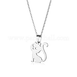 Colliers pendentifs en acier inoxydable en forme de chat&nbsp;PW-WGC1D7E-01
