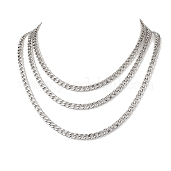 304 Edelstahl Cuban Link Kette 3 Schicht ot Halsketten für Frauen Männer&nbsp;NJEW-JN05483