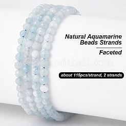 2 Strang natürliche Aquamarinperlenstränge&nbsp;G-OC0005-41