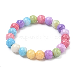 Braccialetti elasticizzati da donna con perline di vetro craquelé opaco da 10 mm&nbsp;BJEW-PH01823-13