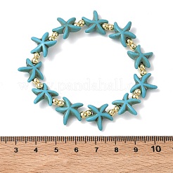 Braccialetti elastici in turchese sintetico e perline di ematite non magnetica per donne e uomini&nbsp;BJEW-JB13726-02