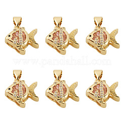 6pcs pendentifs en laiton micro pavé de zircone cubique&nbsp;KK-TA0009-09B