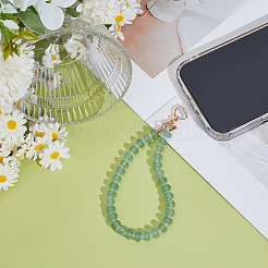 Chaînes de dragonne pour téléphone en aventurine verte&nbsp;AJEW-ME0002-82C