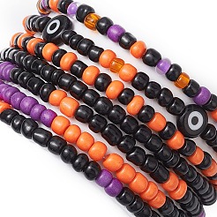 7 stücke 7 stile bösen blick & wort glas & murano perlen stretch armband sets&nbsp;BJEW-JB10447