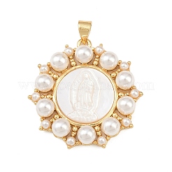 Natürliche weiße Muschel Blumenanhänger&nbsp;KK-F919-45G