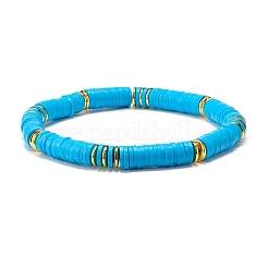 Braccialetto elastico con perline heishi in ematite sintetica e argilla polimerica&nbsp;BJEW-JB07385