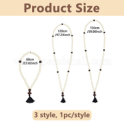 6 collier de perles en bois naturel de 3 styles&nbsp;NJEW-DC00017