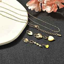 Emaille & Muschelkernperlen & Glasherzanhänger & Halsketten & Armbänder Sets&nbsp;SJEW-Q002-03G