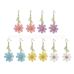 Ohrringe mit Blumenanhänger aus Edelstahl 304 und Glasperlen&nbsp;EJEW-MZ00739