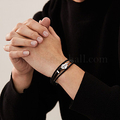 Geflochtene PU-Kunstlederschnur-Mehrstrangarmbänder&nbsp;FS-WG84DBF-01