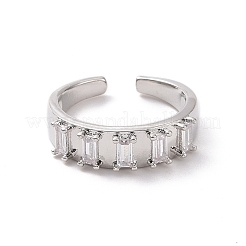 Bague de manchette ouverte rectangle en zircone cubique transparente&nbsp;RJEW-H127-01P