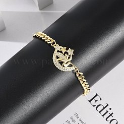 Braccialetti in ottone con micro pavé di zirconi trasparenti&nbsp;BJEW-M050-05G-02
