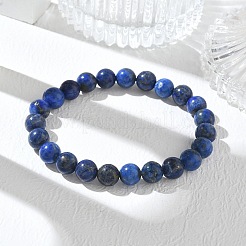 Lapis lazuli naturelles bracelets élastiques en perles rondes&nbsp;GG-CBA12F1-02A-09