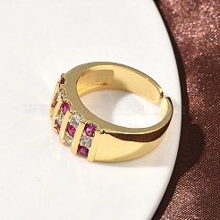 Messing Micro Pave Zirkonia Manschette offene Ringe&nbsp;RJEW-C158-04G