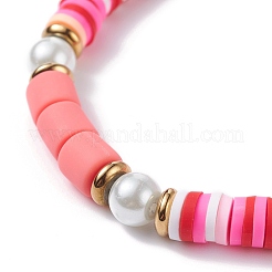 Braccialetto elastico con perline heishi in ematite sintetica e argilla polimerica&nbsp;BJEW-JB07391