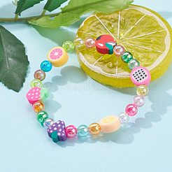 Handgemachte Polymer-Ton-Perlen-Stretch-Armbänder für Kinder&nbsp;BJEW-JB06326-02
