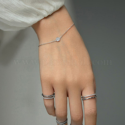 Set di gioielli geometrici con cerchi in zircone in argento sterling per l'uso quotidiano&nbsp;RC3582-4