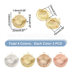 12 Stück Medaillon-Anhänger aus Messing in 3 Farben.&nbsp;KK-PH0005-28