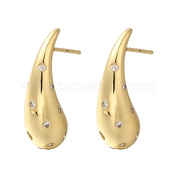 Ohrstecker aus Messing in Tropfenform mit Mikropflaster und klarem Zirkonia&nbsp;EJEW-H143-18G