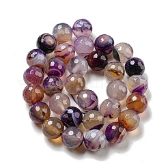 Brins de perles d'agate à bandes naturelles à facettes&nbsp;G-F447-12mm-O07