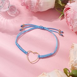 Bracciali a maglie a forma di cuore in acciaio inossidabile 201 color oro&nbsp;BJEW-JB10643-02
