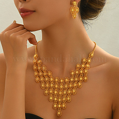 Elegante collana e orecchini con nappa ovale cava in lega per matrimonio e fidanzamento&nbsp;MR8417