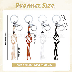 4 portachiavi in filo di nylon e perline di vetro di 4 colori&nbsp;KEYC-SC0002-16
