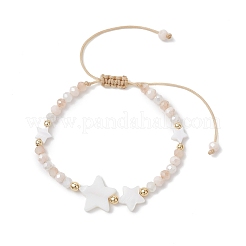 Braccialetti di perline intrecciate con conchiglie d'acqua dolce naturali e perline di vetro per le donne&nbsp;BJEW-JB13001