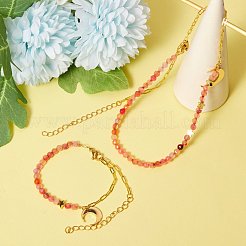 Ensembles de bracelet à breloques et pendentif en laiton&nbsp;SJEW-SZ0001-009G