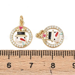 Weihnachtsanhänger aus Messing mit Mikropavé-Fassung aus Zirkonia und Emaille&nbsp;KK-L255-19G-01