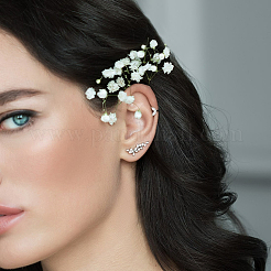 Orecchini a clip in argento sterling con micro pavé di zirconi cubici trasparenti a forma di foglia&nbsp;OV8225-1
