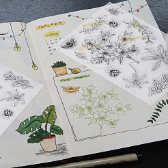 Transparentes Silikon-Scrapbookpapier für Vintage-Pflanzen-Scrapbooking-Ornament&nbsp;DIY-WH0678-55B